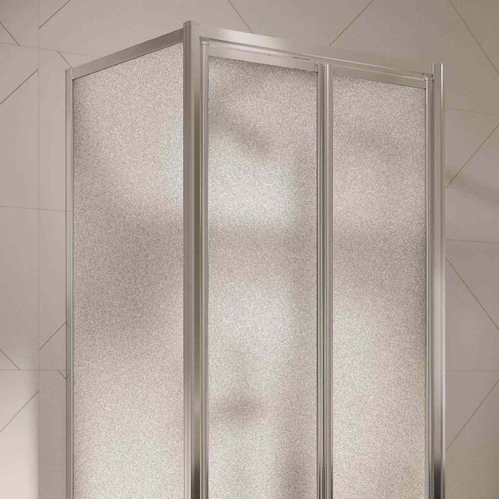 Box Doccia 3 lati 75x75x75CM H198 Cristallo Stampato C 2 Fissi+Saloon 2 Ante Battente 75 mod. West