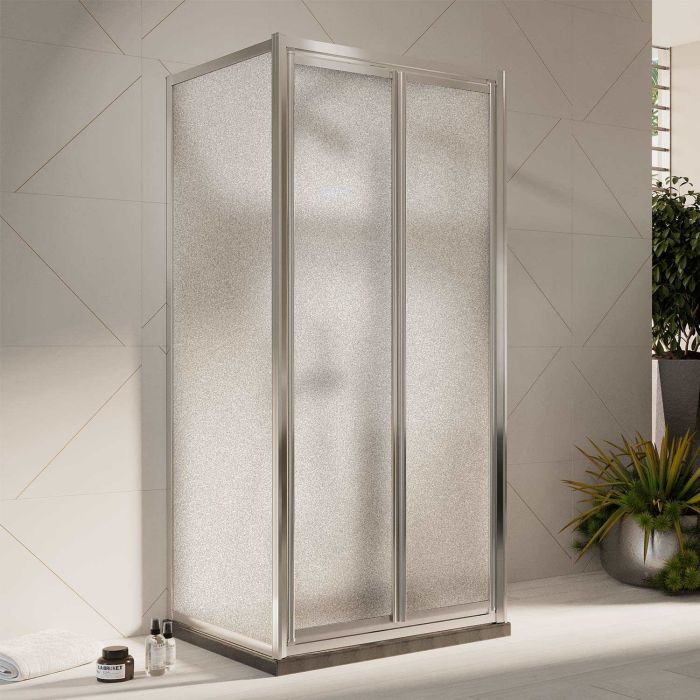 Box Doccia 3 lati 80x100x80CM H198 Cristallo Stampato C 2 Fissi+Saloon 2 Ante Battente 100 mod. West