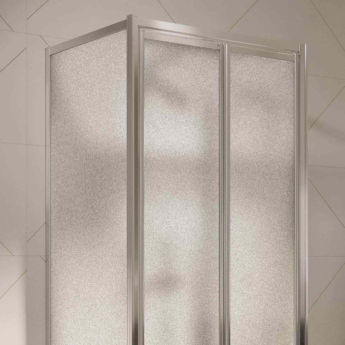 Box Doccia 3 lati 80x100x80CM H198 Cristallo Stampato C 2 Fissi+Saloon 2 Ante Battente 100 mod. West
