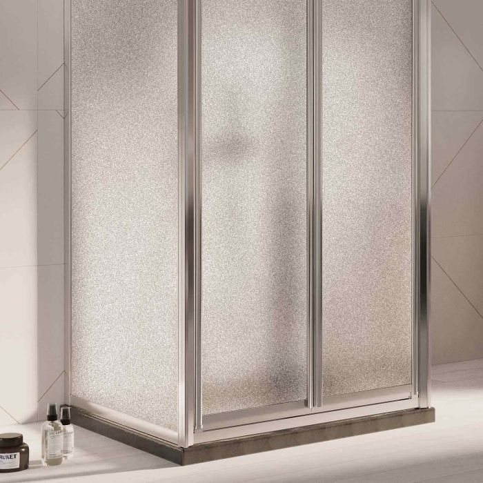 Box Doccia 3 lati 80x100x80CM H198 Cristallo Stampato C 2 Fissi+Saloon 2 Ante Battente 100 mod. West