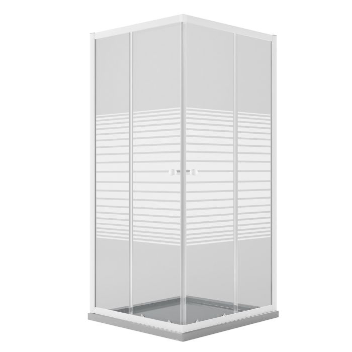 Box Doccia Bianco Quadrato 80x80 CM H185 Vetro Serigrafato mod. Blanc