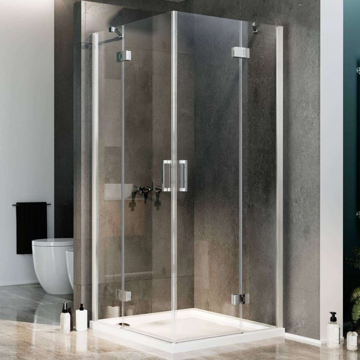 Box Doccia 90x100 CM H190 Trasparente con Easyclean mod. Flip Anta + Anta Ap. Battente