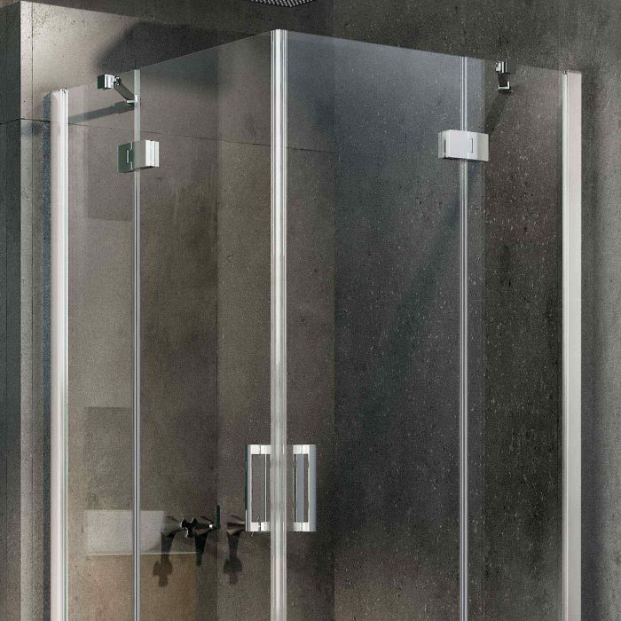 Box Doccia 90x100 CM H190 Trasparente con Easyclean mod. Flip Anta + Anta Ap. Battente