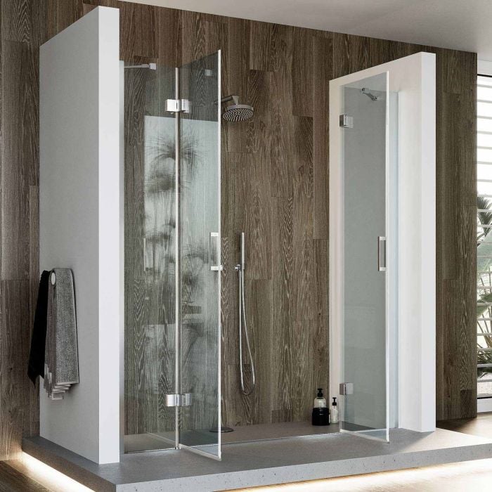 Porta Doccia 160CM H190 Vetro Trasparente con Easy-Clean mod. Flip Anta + Anta