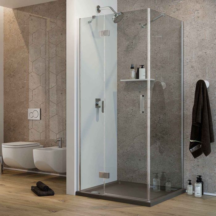 Box Doccia 90x40 CM H190 Trasparente con Easyclean mod. Flip Anta + Fisso