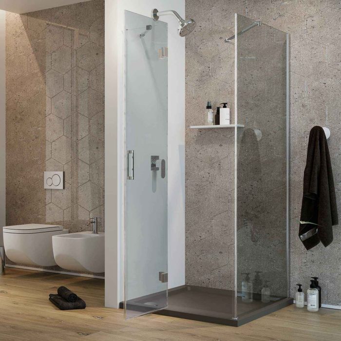 Box Doccia 90x40 CM H190 Trasparente con Easyclean mod. Flip Anta + Fisso