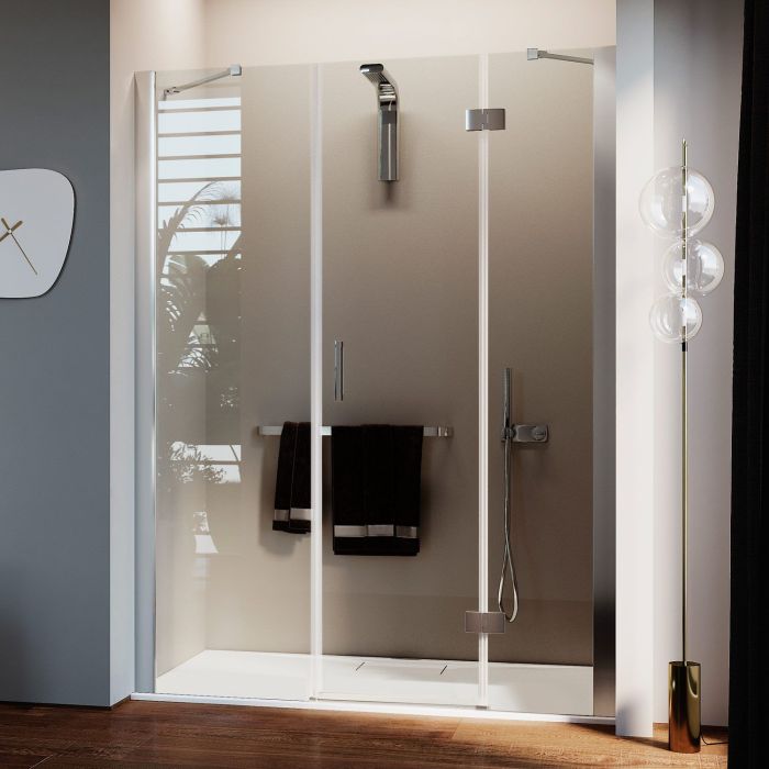 Porta Doccia 125CM H190 Vetro Trasparente con Easy-Clean mod. Flip Anta + Fisso