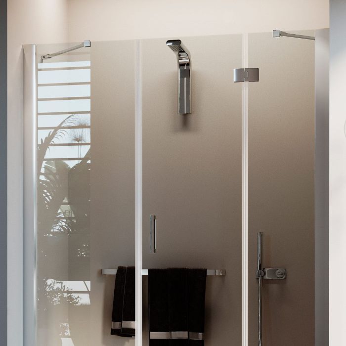 Porta Doccia 125CM H190 Vetro Trasparente con Easy-Clean mod. Flip Anta + Fisso