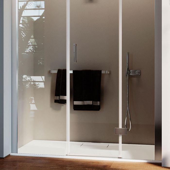 Porta Doccia 125CM H190 Vetro Trasparente con Easy-Clean mod. Flip Anta + Fisso