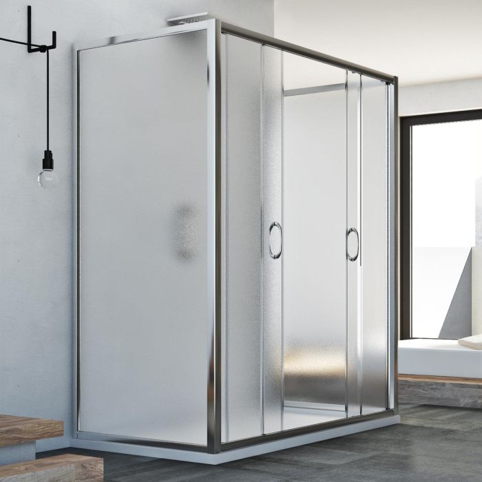 Box Doccia 3 lati 75x160x75 CM H185 stampato C mod. Replay Trio 2 Ante