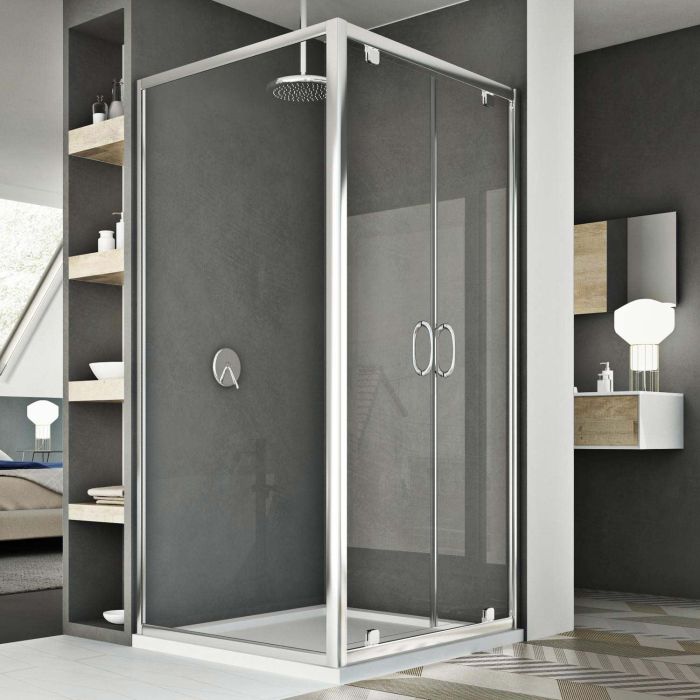 Box Doccia 80x80 AP. 80 CM H185 trasparente mod. Sintesi Duo 2 Ante