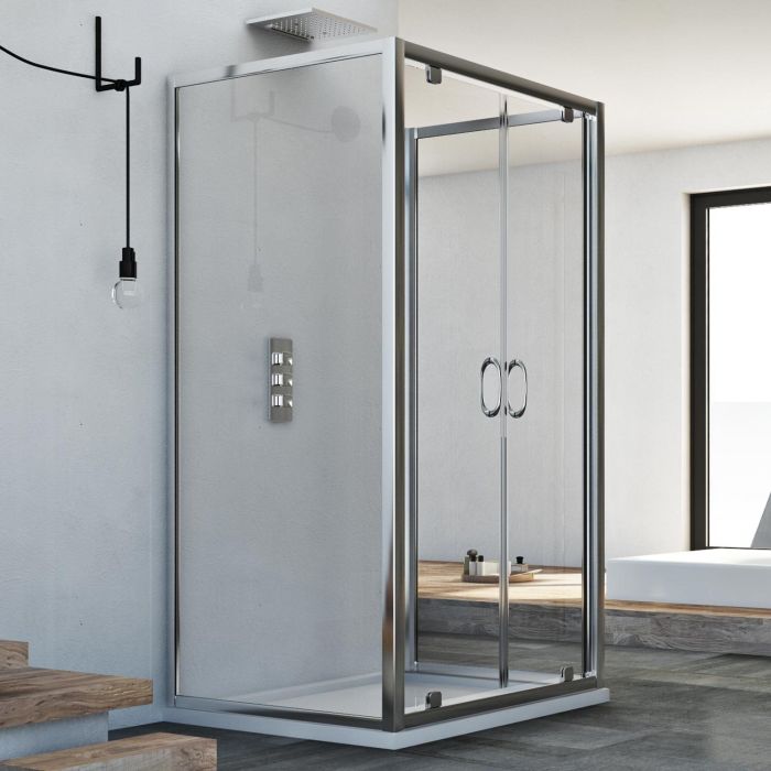 Box Doccia 3 lati 75x90x75 CM H185 trasparente mod. Sintesi Trio 2 Ante