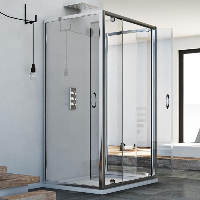 Box Doccia 3 lati 75x90x75 CM H185 trasparente mod. Sintesi Trio 2 Ante