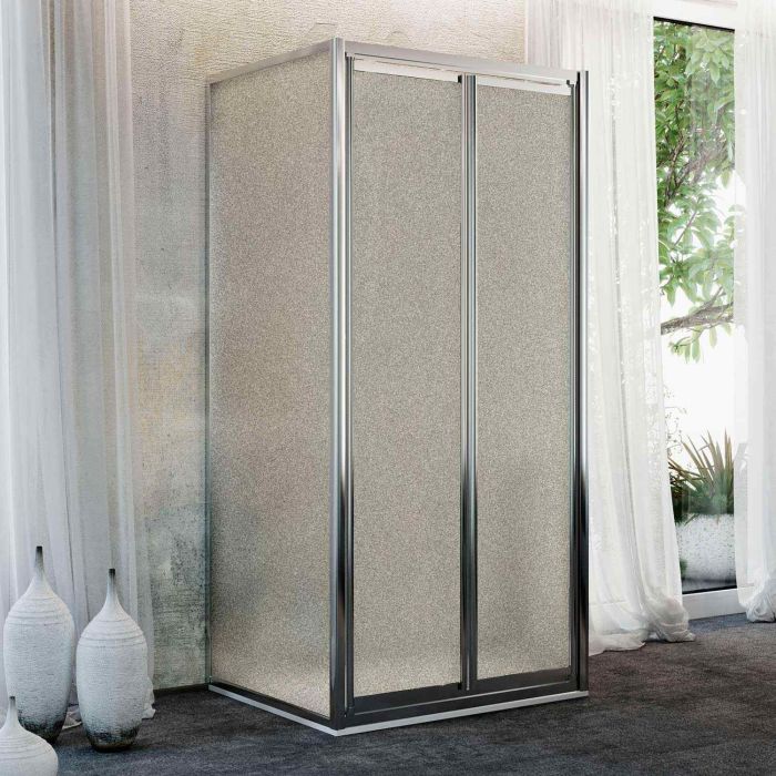 Box Doccia 3 lati 90x80x90CM H185 Cristallo Stampato C 2 Fissi+Saloon 2 Ante Battente 80 mod. Clint