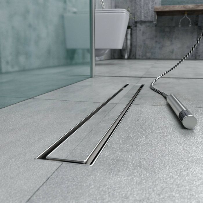 Canalina di scarico doccia in acciaio inox piastrellabile per box doccia 80 cm mod. Tile