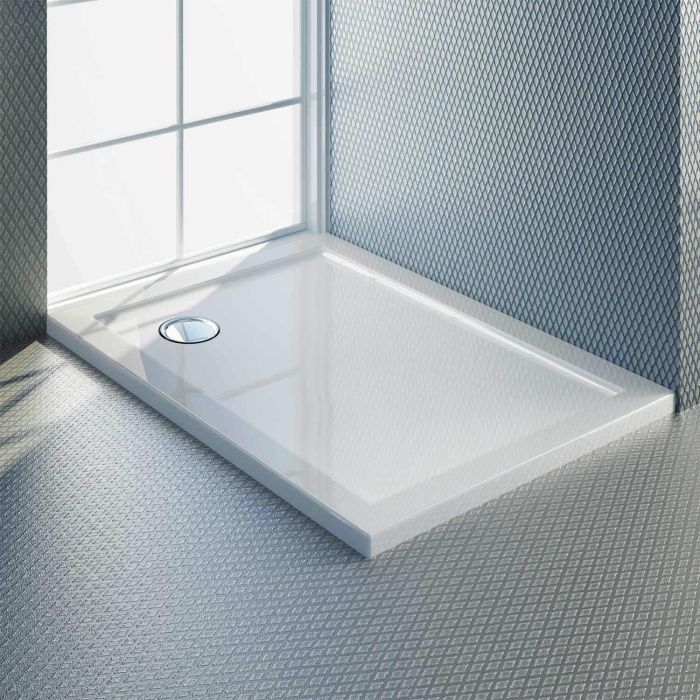 Piatto Doccia Slim 70x100x4 cm Rettangolare Acrilico Bordato Bianco Lucido mod. Flower