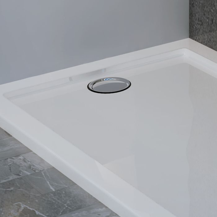 Piatto Doccia Slim 80x140x4 cm Rettangolare Acrilico Bordato Bianco Lucido mod. Flower