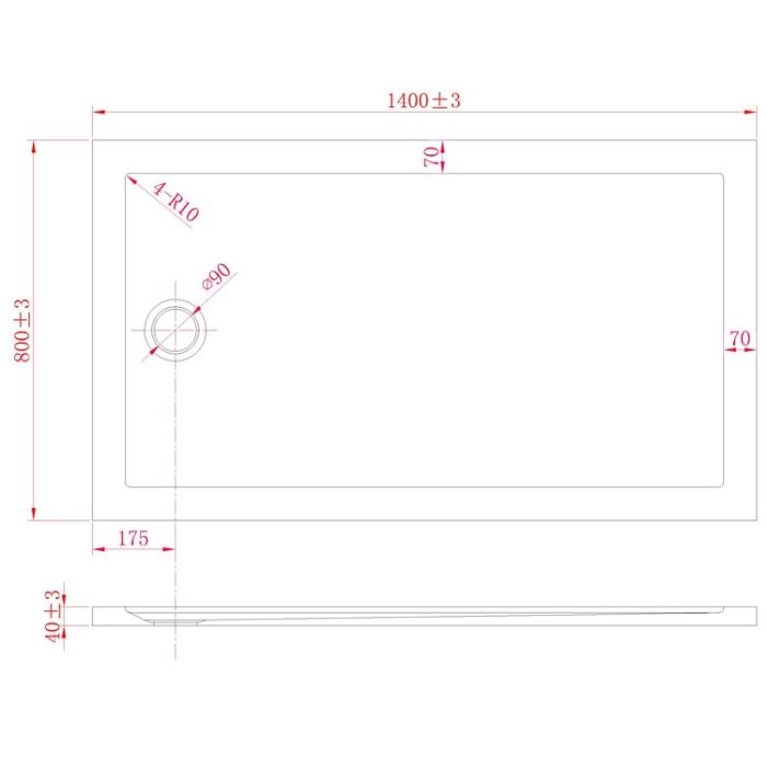 Piatto Doccia Slim 80x140x4 cm Rettangolare Acrilico Bordato Bianco Lucido mod. Flower