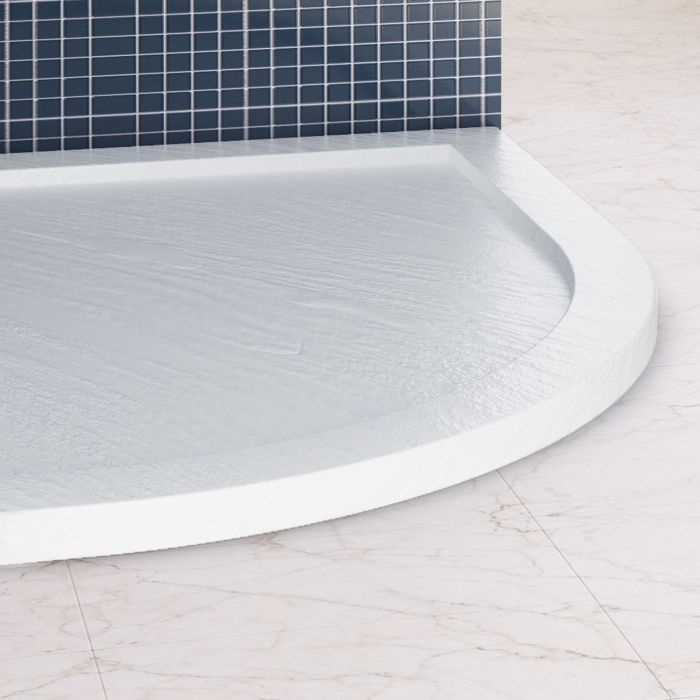 Piatto Doccia Slim 80x80x4 cm Semicircolare Acrilico Bordato Bianco Effetto Pietra mod. Flower