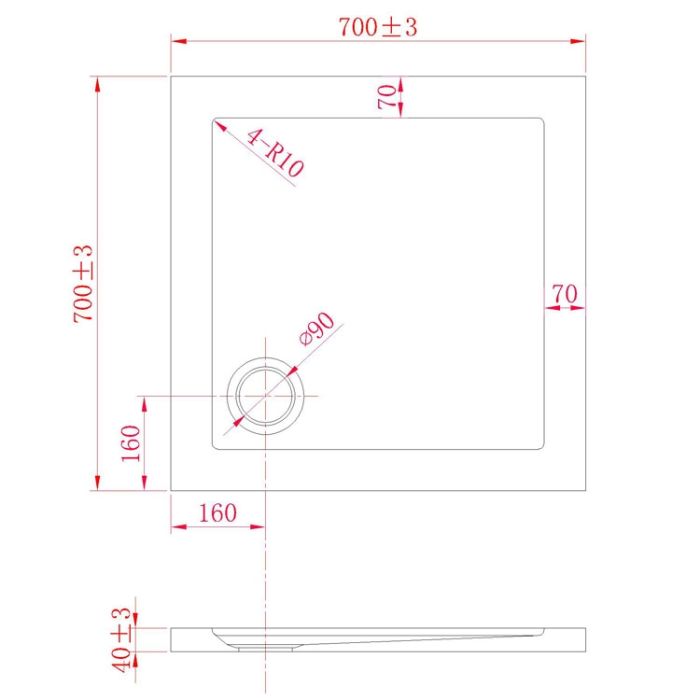 Piatto Doccia Slim 70x70x4 cm Quadrato Acrilico Bordato Bianco Effetto Pietra mod. Flower