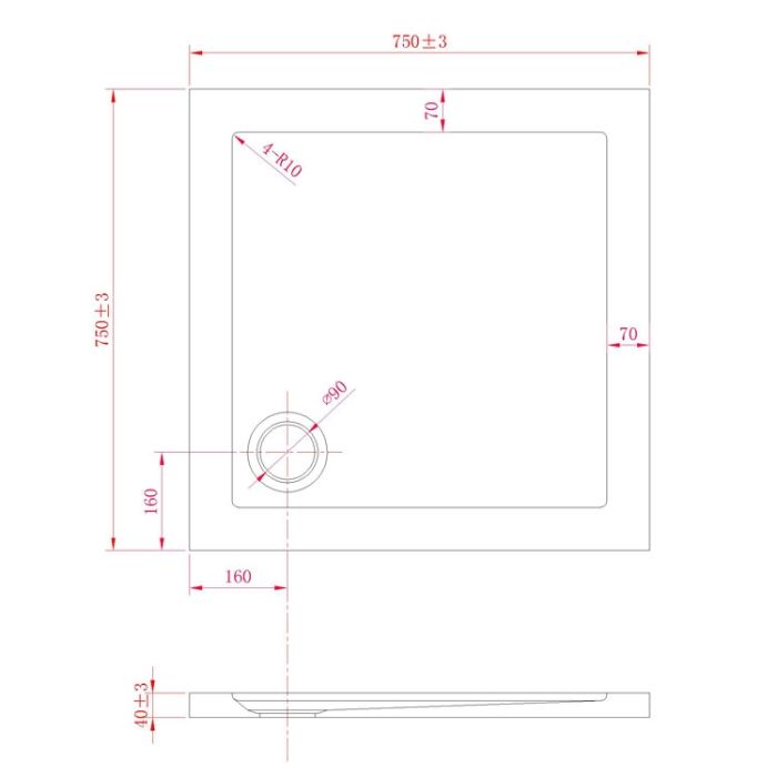 Piatto Doccia Slim 75x75x4 cm Quadrato Acrilico Bordato Bianco Effetto Pietra mod. Flower