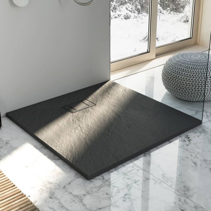 Piatto Doccia 80x80x2,6 CM Quadrato Bianco Effetto Pietra mod. Blend