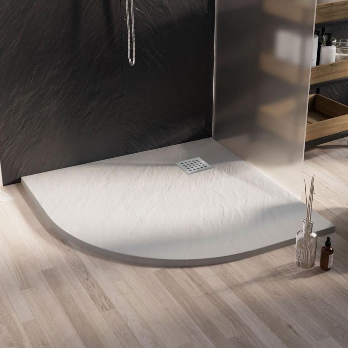 Piatto Doccia 90x90x2,6 CM Semicircolare Bianco Effetto Pietra mod. Blend