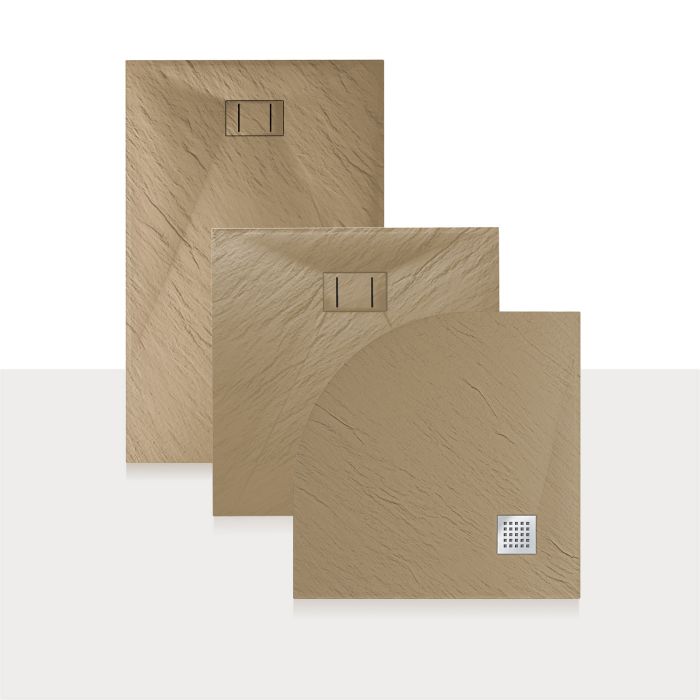 Piatto Doccia 80x140x2,6 CM Rettangolare Tortora Effetto Pietra mod. Blend
