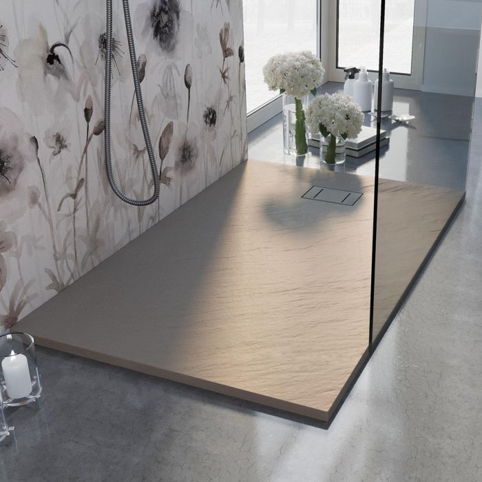 Piatto Doccia 80x140x2,6 CM Rettangolare Tortora Effetto Pietra mod. Blend