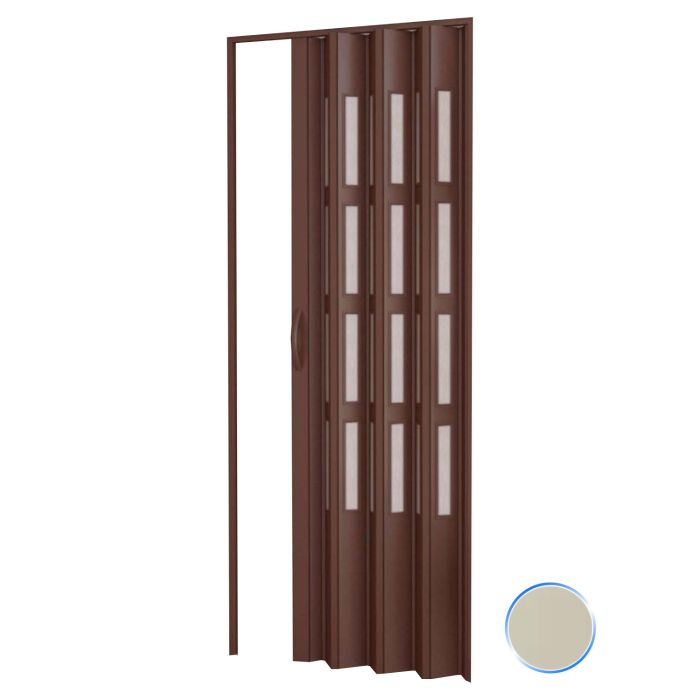 Porta a soffietto da interno in kit con vetri in PVC Avorio 1140 82x220 cm mod. Sonia main product photo
