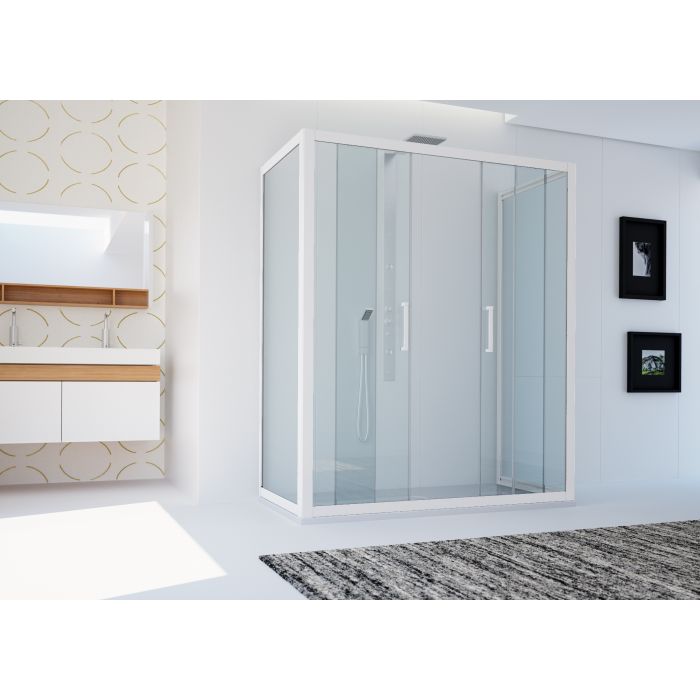 Box doccia 3 lati 90x120x90 CM H 200 Vetro Trasparente Profilo Bianco mod. Star Trio
