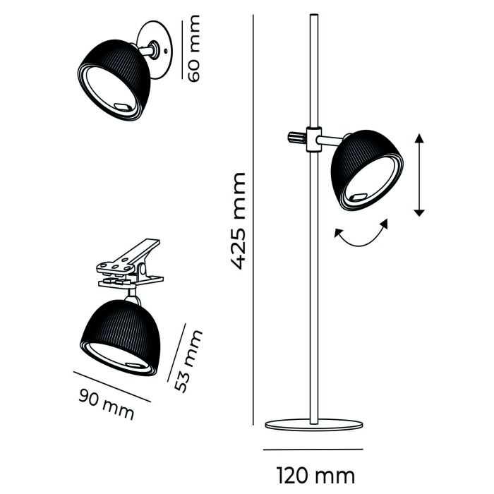 Lampada da tavolo led ricaricabile IP54 colore nero mod. Magnetika