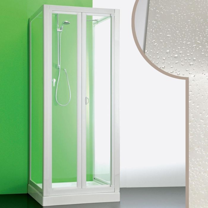 Box doccia 3 lati 70x70x70 CM in Acrilico mod. Saturno con apertura a libro