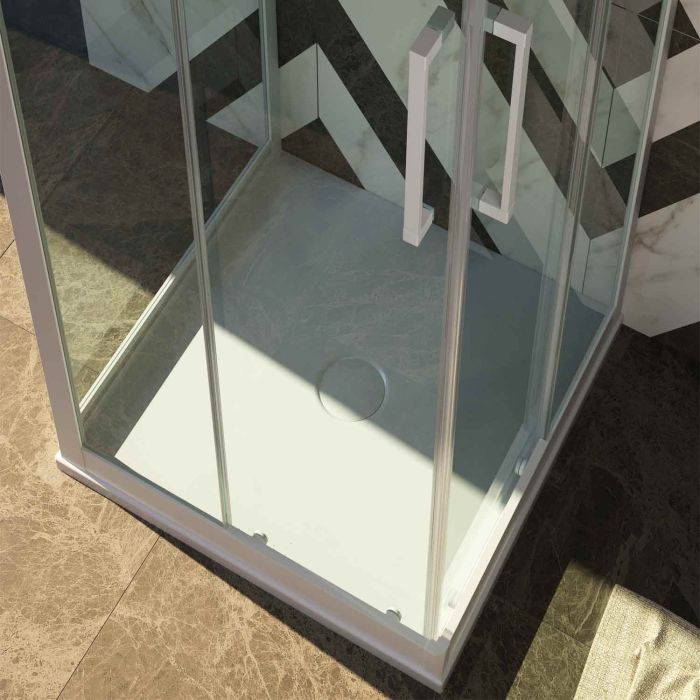 Box Doccia 3 Lati in PVC 75x100 CM H 200 Vetro Trasparente Profilo Bianco mod. Lite
