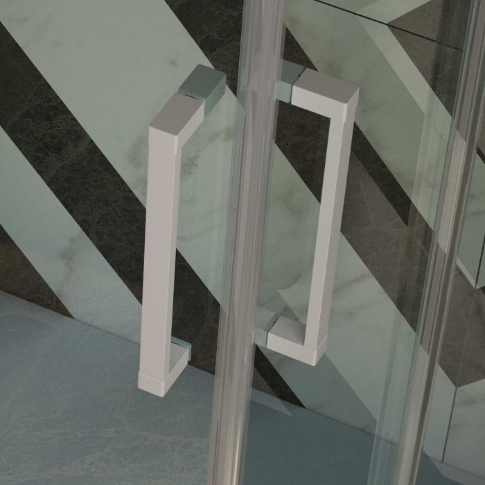 Box Doccia 3 Lati in PVC 75x100 CM H 200 Vetro Trasparente Profilo Bianco mod. Lite