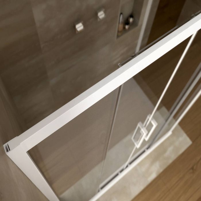 Box Doccia Angolare in PVC 90x160 CM H190 Vetro Stampato Cincillà mod. Star Profilo Bianco 2 Ante