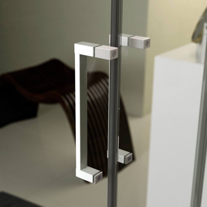 Box Doccia Angolare in PVC 90x160 CM H190 Vetro Stampato Cincillà mod. Star Profilo Bianco 2 Ante