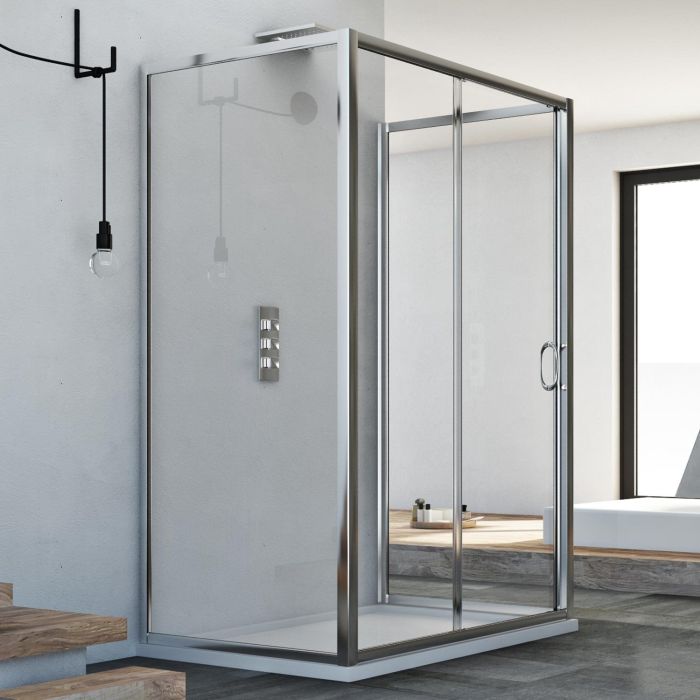 Box Doccia 3 lati 90x140x90 CM H185 trasparente mod. Replay Trio 1 Anta