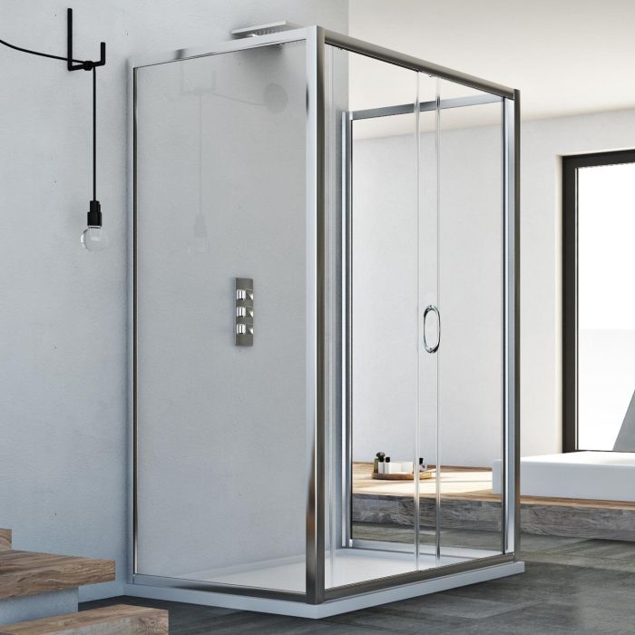 Box Doccia 3 lati 90x140x90 CM H185 trasparente mod. Replay Trio 1 Anta