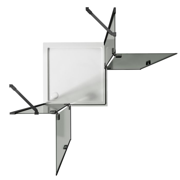 Box Doccia 80x80 CM H190 Trasparente con mod. Flip Black Anta + Anta Ap. Battente