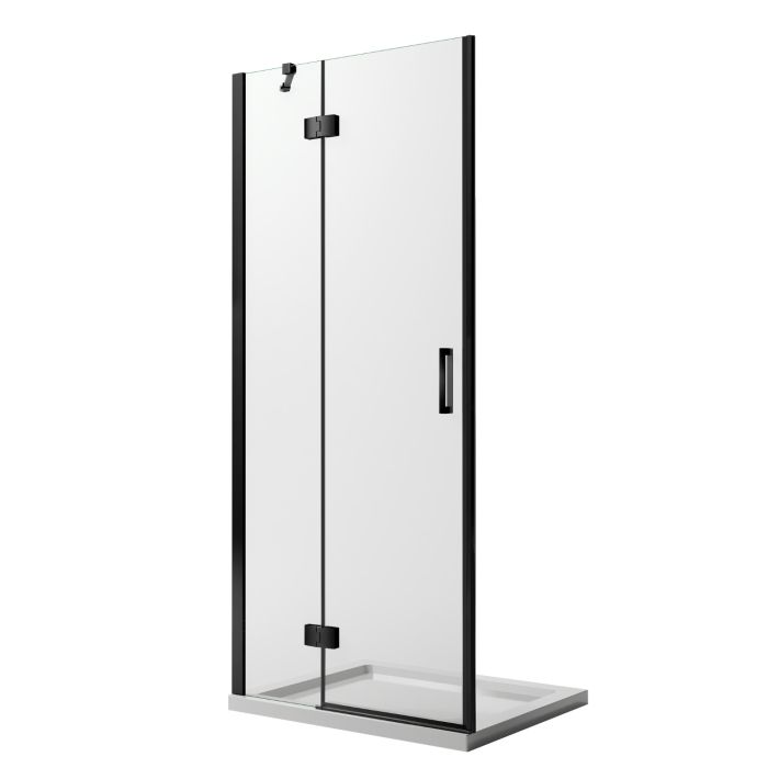 Porta Doccia 75CM H190 Vetro Trasparente mod. Flip Black Anta + Profilo