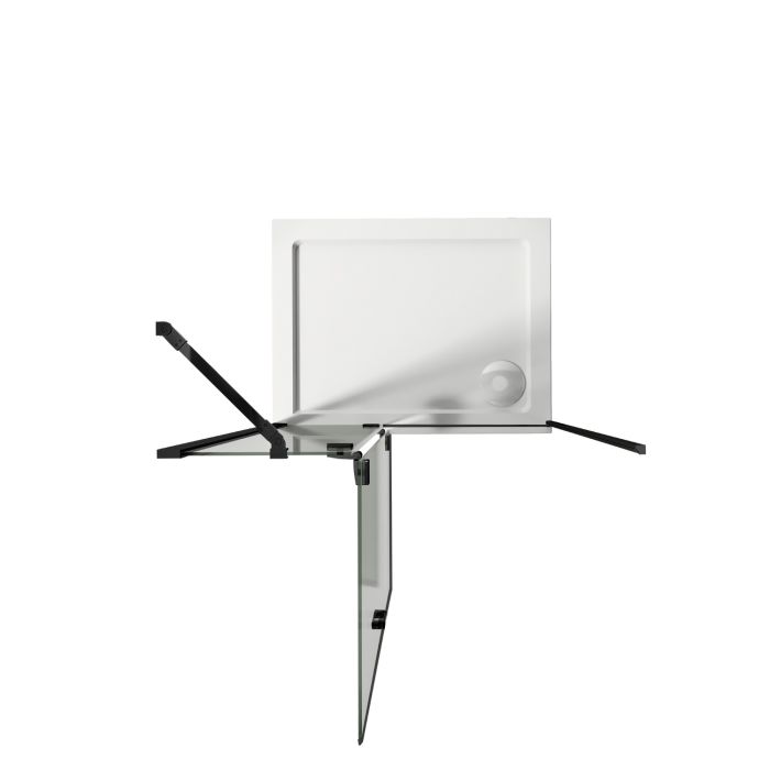 Porta Doccia 75CM H190 Vetro Trasparente mod. Flip Black Anta + Profilo