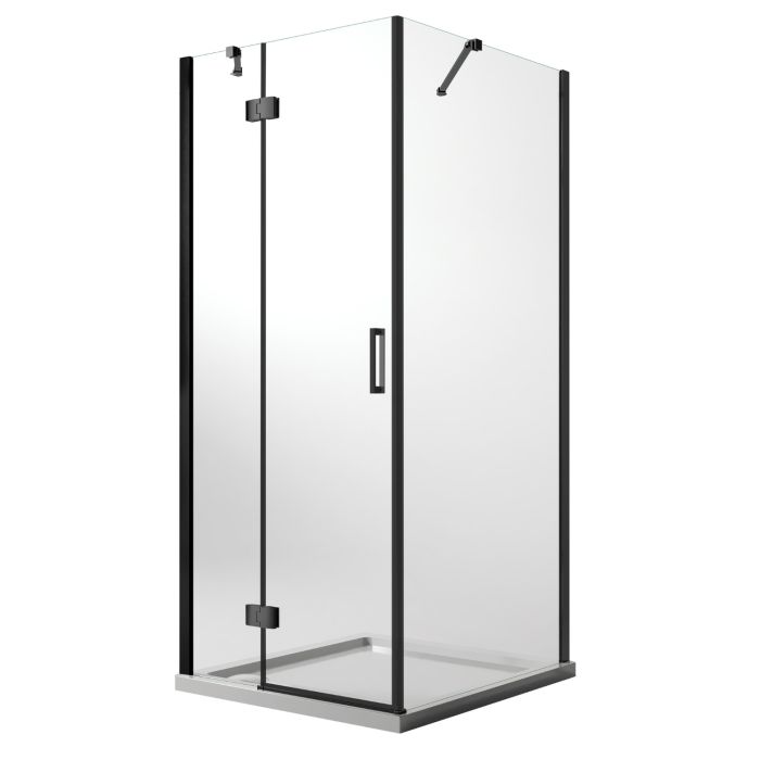 Box Doccia 80x90 CM H190 Trasparente con mod. Flip Black Anta + Fisso