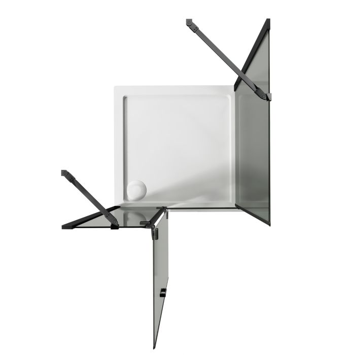 Box Doccia 80x90 CM H190 Trasparente con mod. Flip Black Anta + Fisso