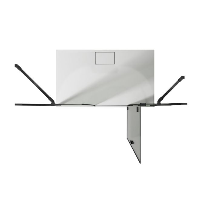 Porta Doccia 145CM H190 Vetro Trasparente mod. Flip Black Anta + Fisso