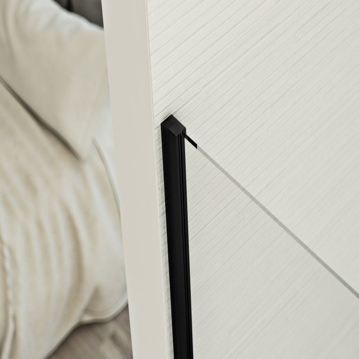 Parete doccia 80 CM 198 CM in vetro trasparente 8 MM mod. Walk in Black Lato