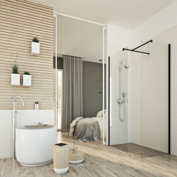 Box doccia Parete 80x130 CM 198 CM in vetro trasparente 8 MM mod. Walk in Black Corner main product photo
