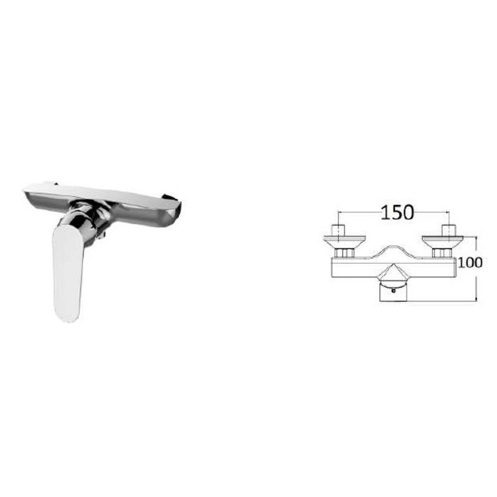 Miscelatore esterno doccia con kit doccia Cromo con Leva monocomando mod. Dream