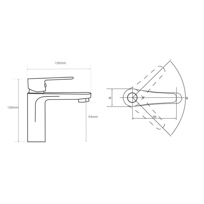 Miscelatore lavabo Cromo con Leva monocomando mod. Alma