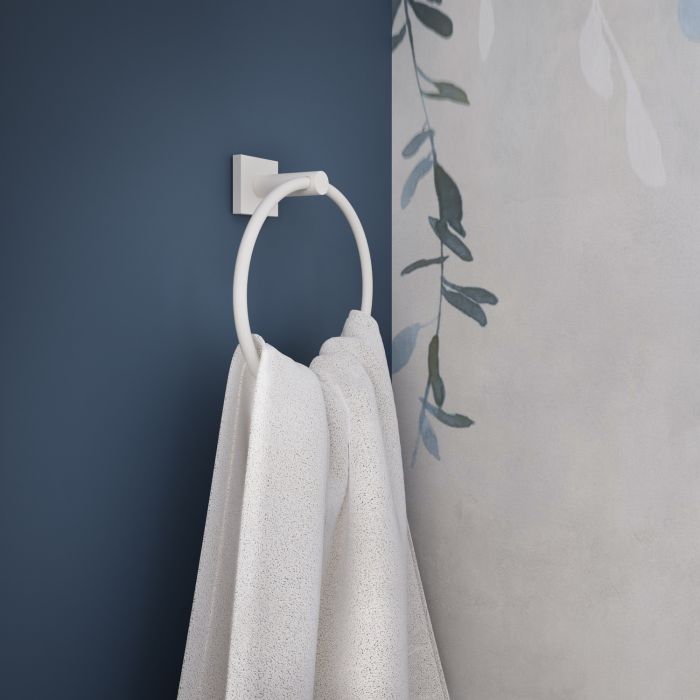 Porta asciugamani ad anello da parete Bianco Opaco in Acciaio verniciato Mod. Hotel Maison White